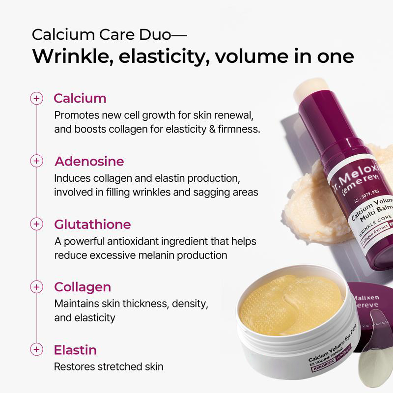 [Dr.Meloxin Official] Last 3 hours 60% off!⏰Calcium Volume Multi Balm & Eye Patch Set – 60 Patches of Collagen-Infused Skincare for Enhanced Elasticity（upsell3）